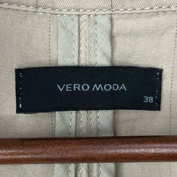 Vero Moda Tan Beaded Lace Blazer Medium Neutral Minimalist 100% Cotton - Picture 8 of 13